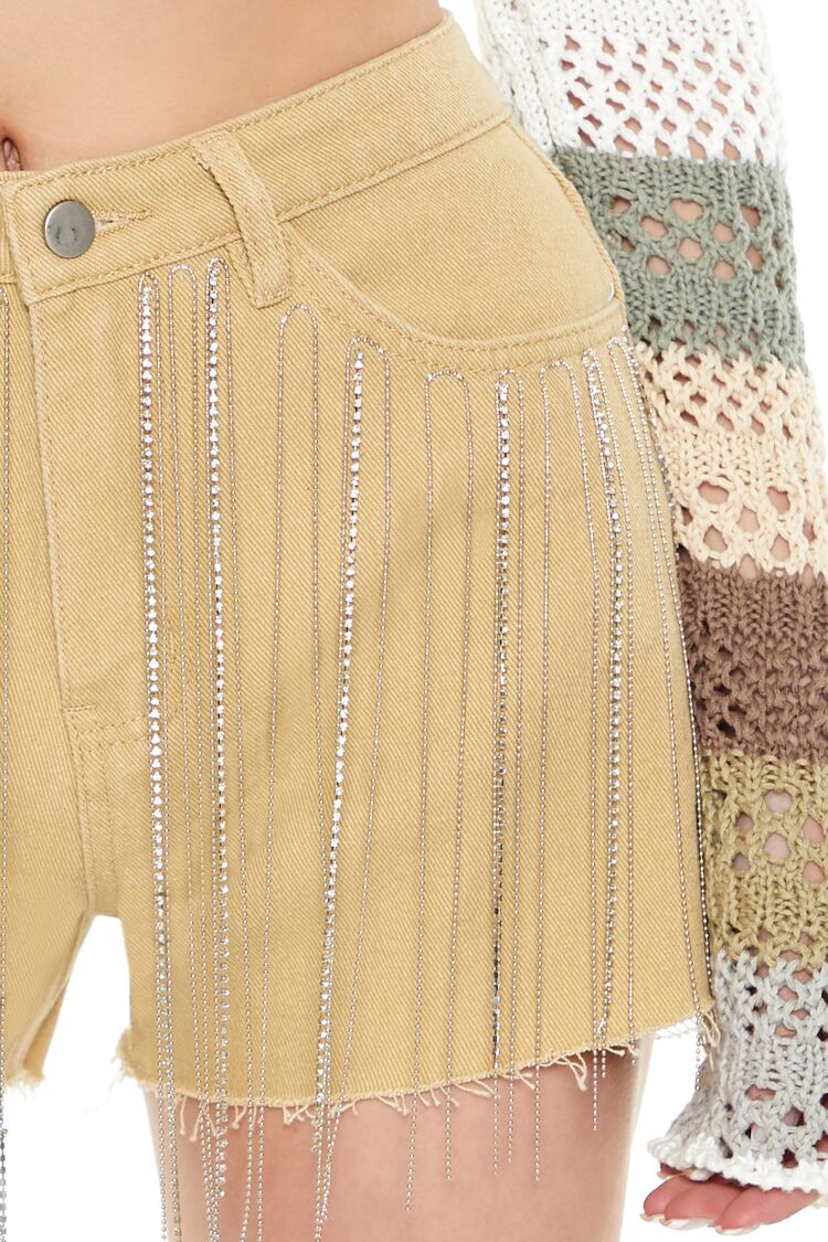 Rhinestone Fringe Denim Shorts | Forever 21 Women