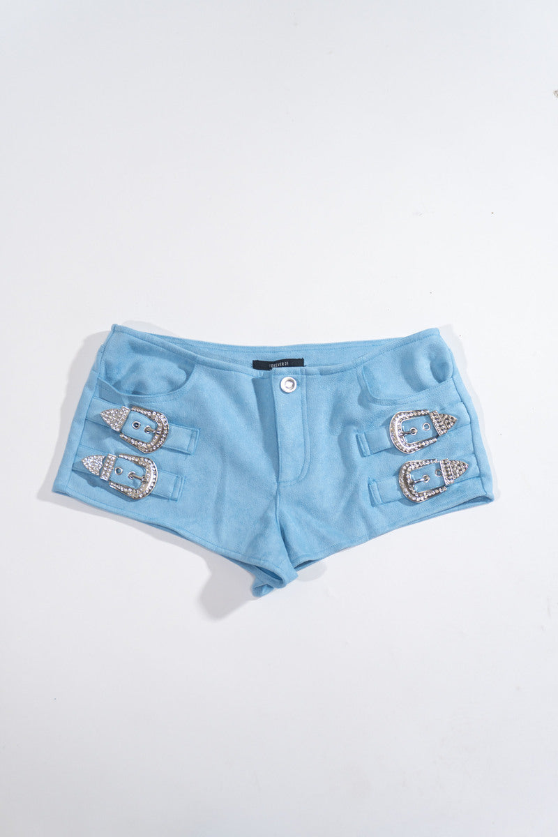 Rhinestone Buckle Low-Rise Shorts | Forever 21 Women