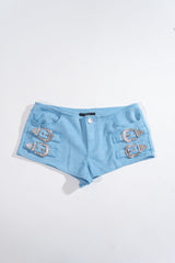 Rhinestone Buckle Low-Rise Shorts | Forever 21 Women