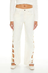 Bow Velvet Cutout Pants | Forever 21 Women