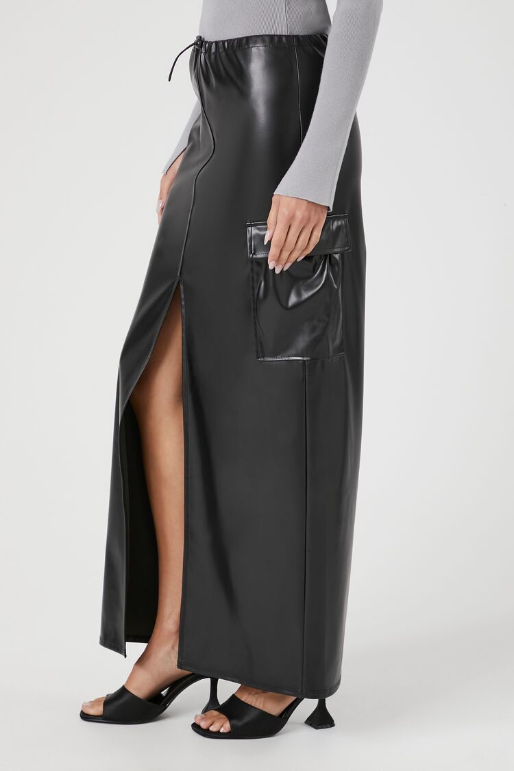 Faux Leather Toggle Drawstring Midi Skirt | Forever 21 Women