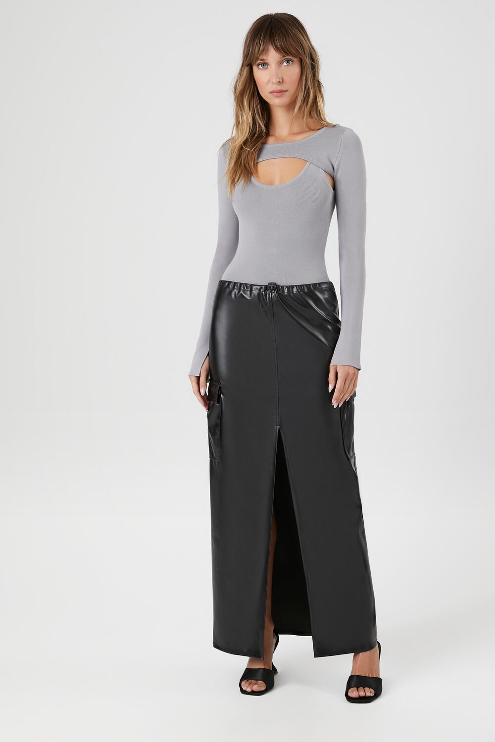 Faux Leather Toggle Drawstring Midi Skirt | Forever 21 Women
