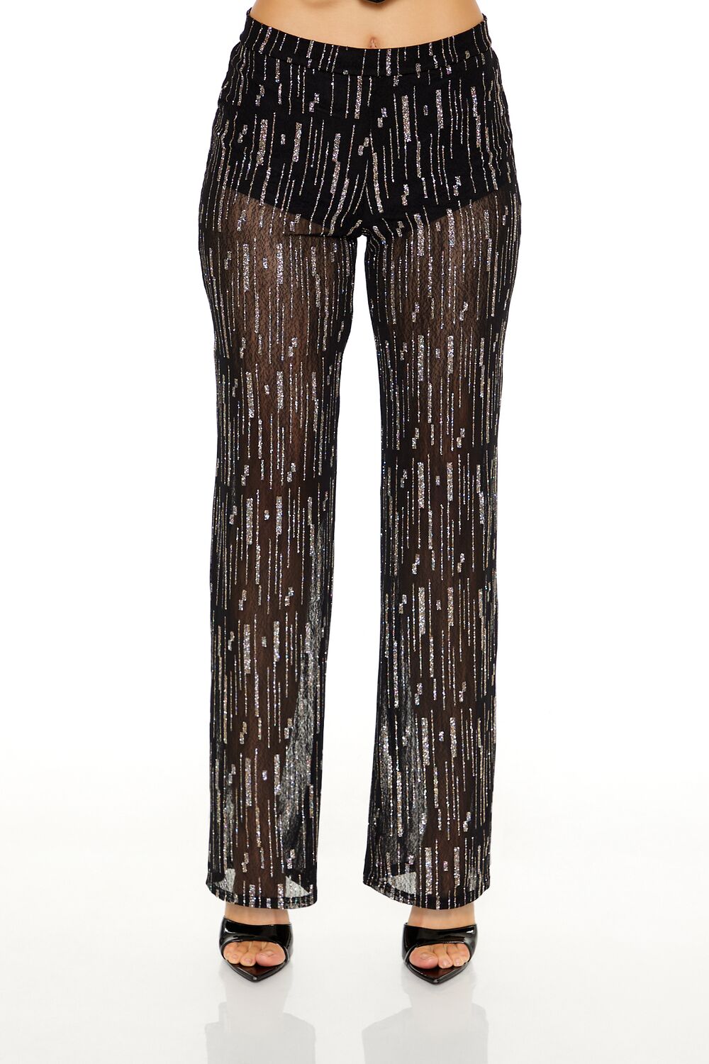 Glitter High-Rise Straight Pants | Forever 21 Women