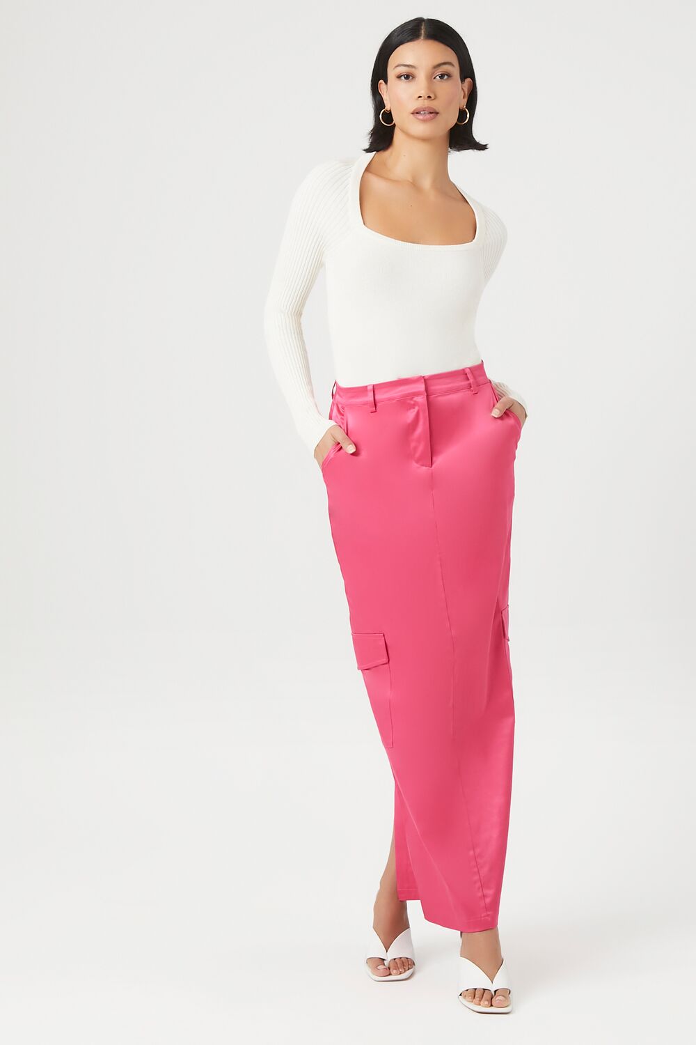 Satin Cargo Maxi Skirt | Forever 21 Women