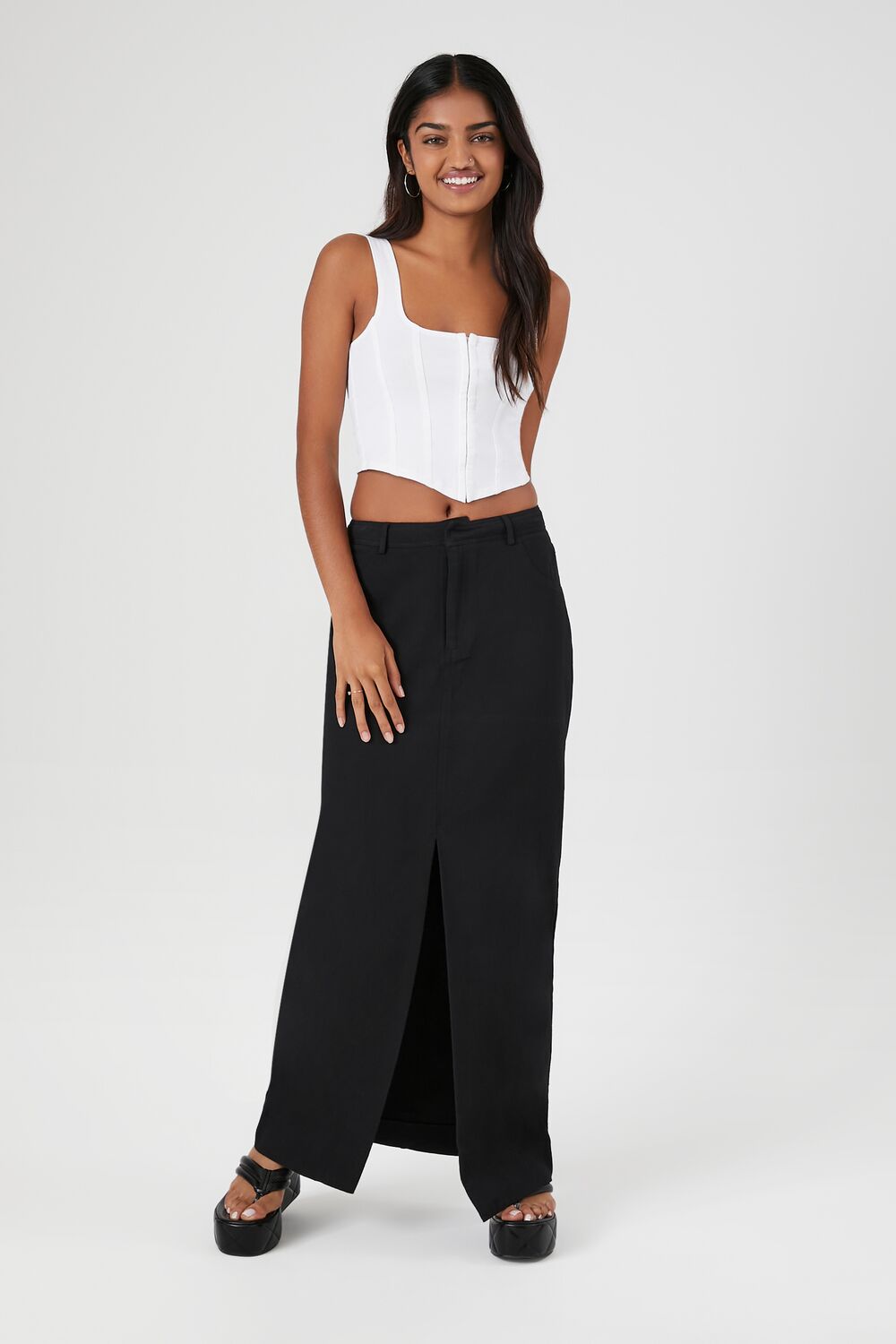 Twill Split-Hem Maxi Skirt | Forever 21 Women