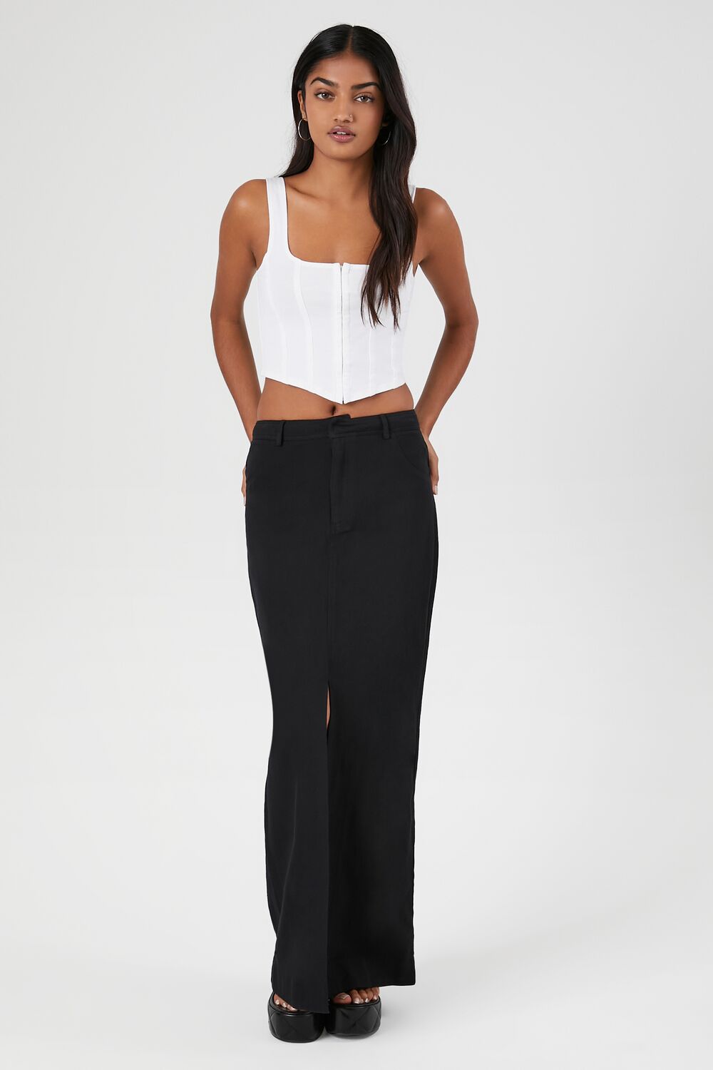 Twill Split-Hem Maxi Skirt | Forever 21 Women