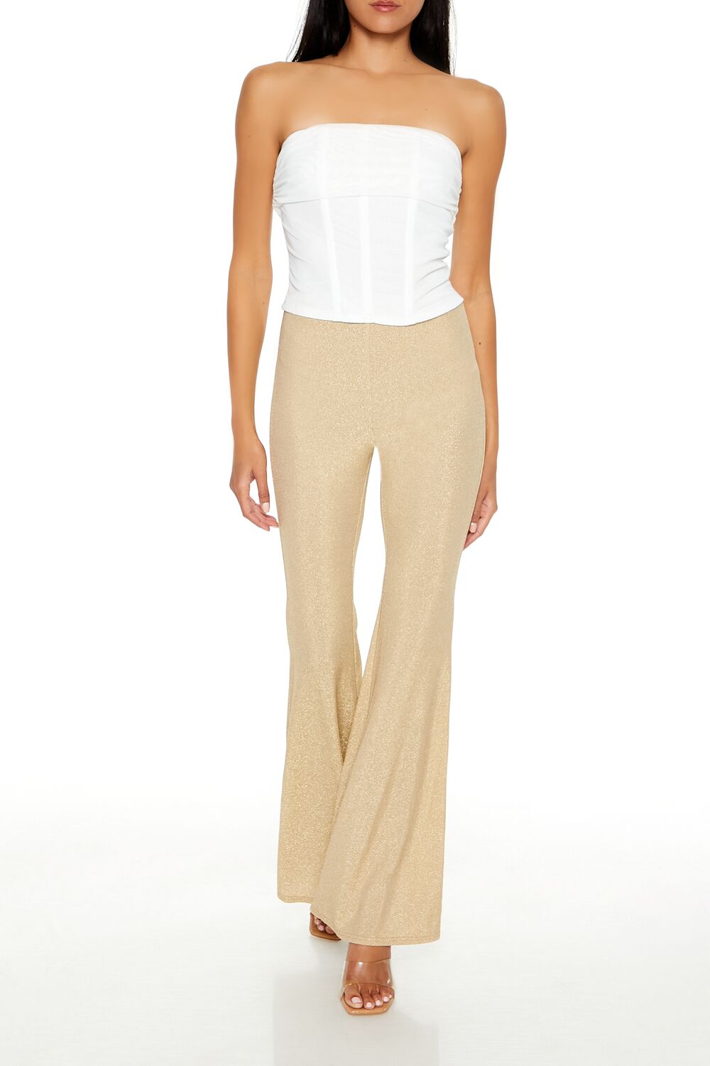 Glitter High-Rise Flare Pants | Forever 21 Women