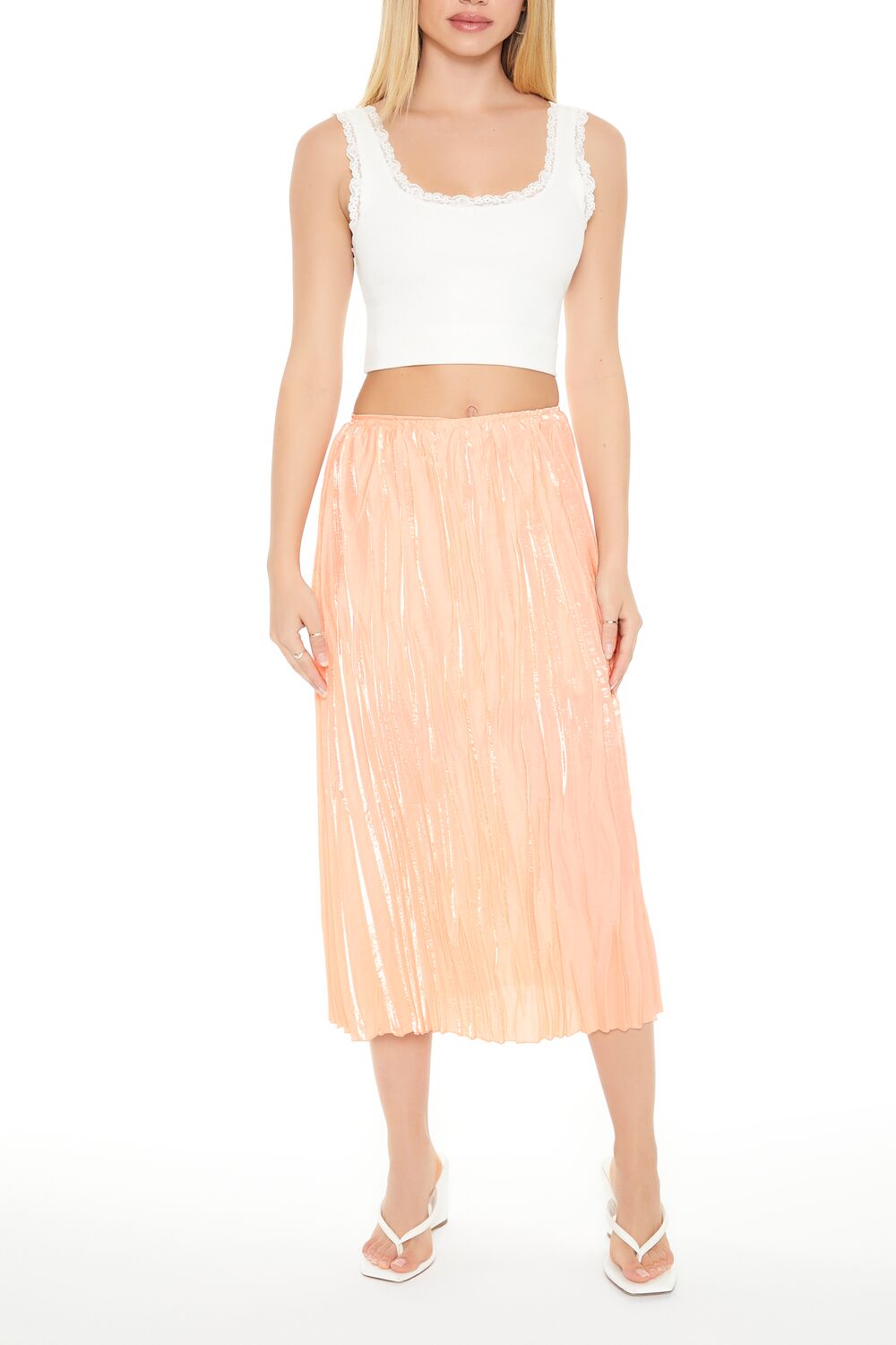 Crinkled High-Rise Midi Skirt | Forever 21 Women