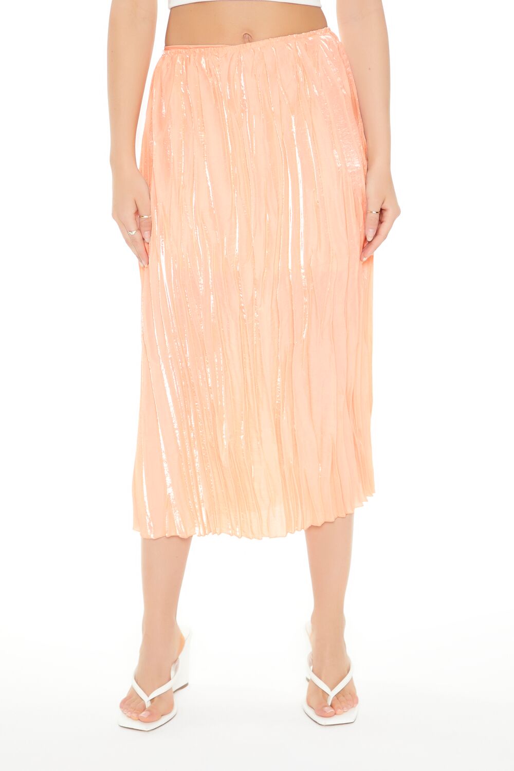 Crinkled High-Rise Midi Skirt | Forever 21 Women