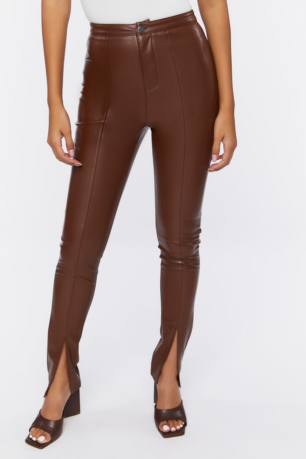 Faux Leather Split-Hem Pants | Forever 21 Women