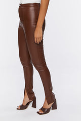 Faux Leather Split-Hem Pants | Forever 21 Women