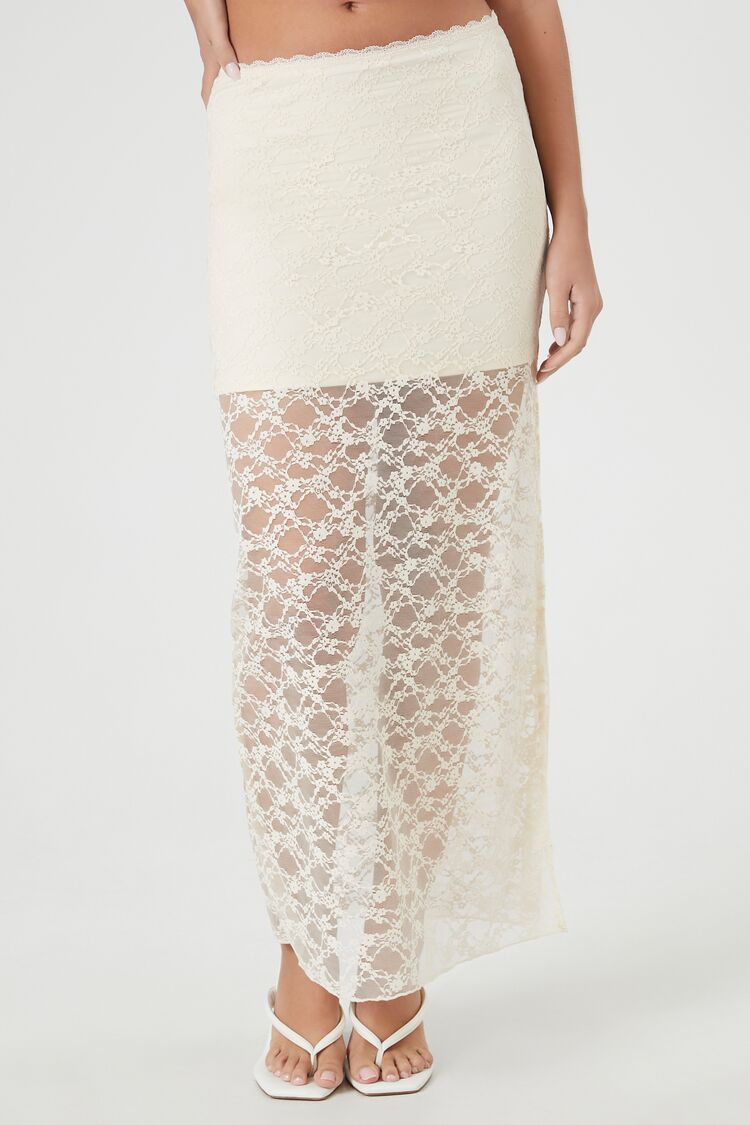 Lace Column Maxi Slit Skirt | Forever 21 Women