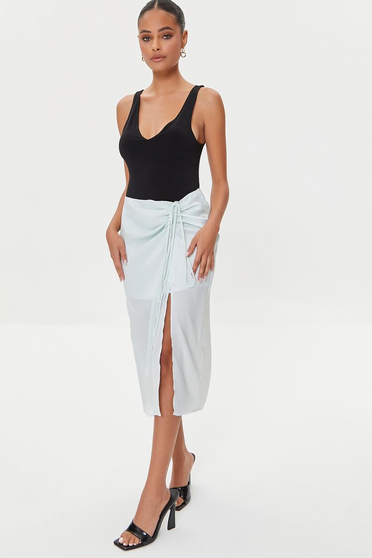 Satin Ruched Drawstring Skirt | Forever 21 Women