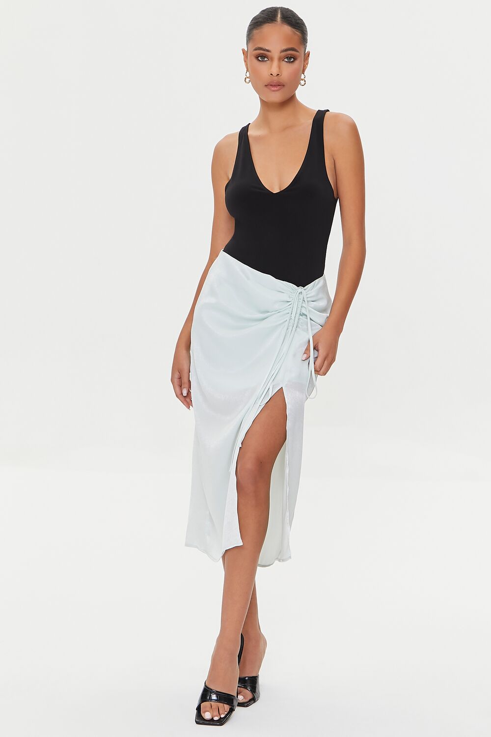 Satin Ruched Drawstring Skirt | Forever 21 Women