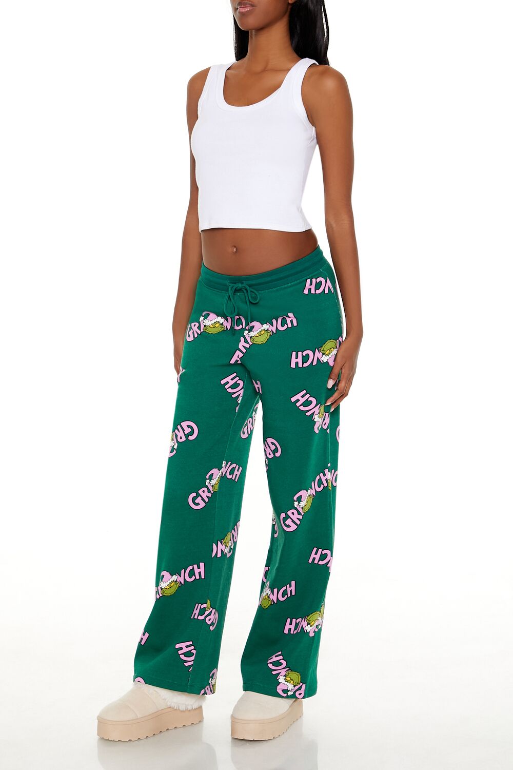 Grinch Print Fleece Pants | Forever 21 Women
