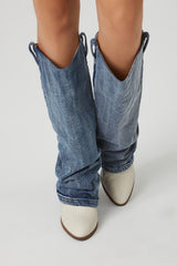 Denim & Faux Leather Boots | Forever 21 Women