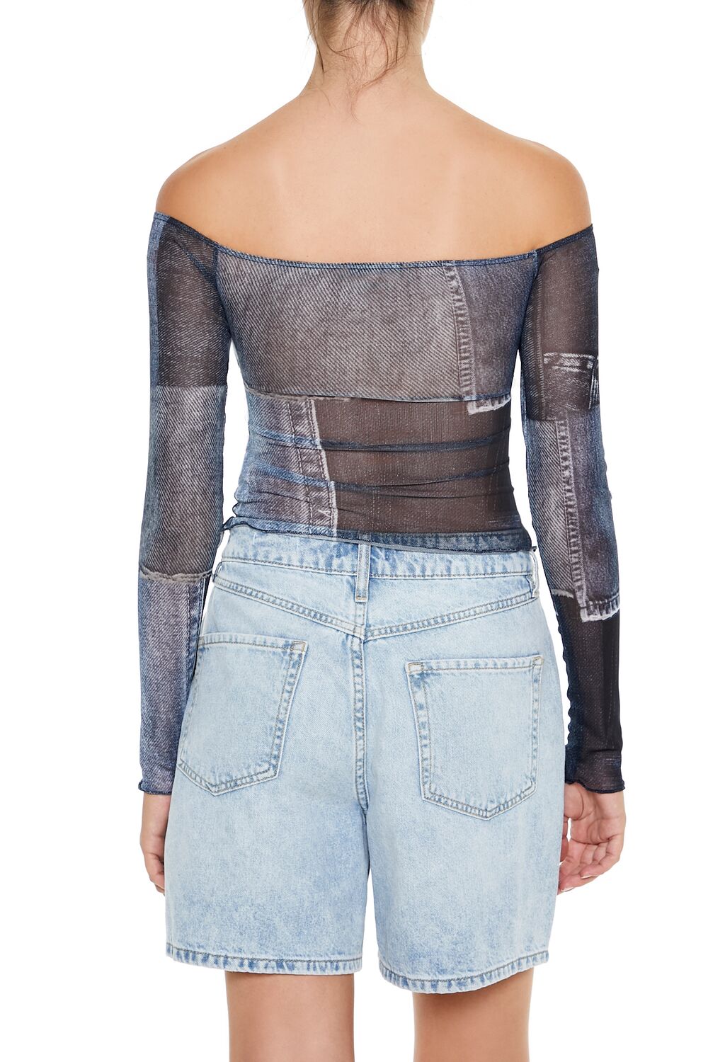 Denim Print Off-the-Shoulder Top | Forever 21 Women