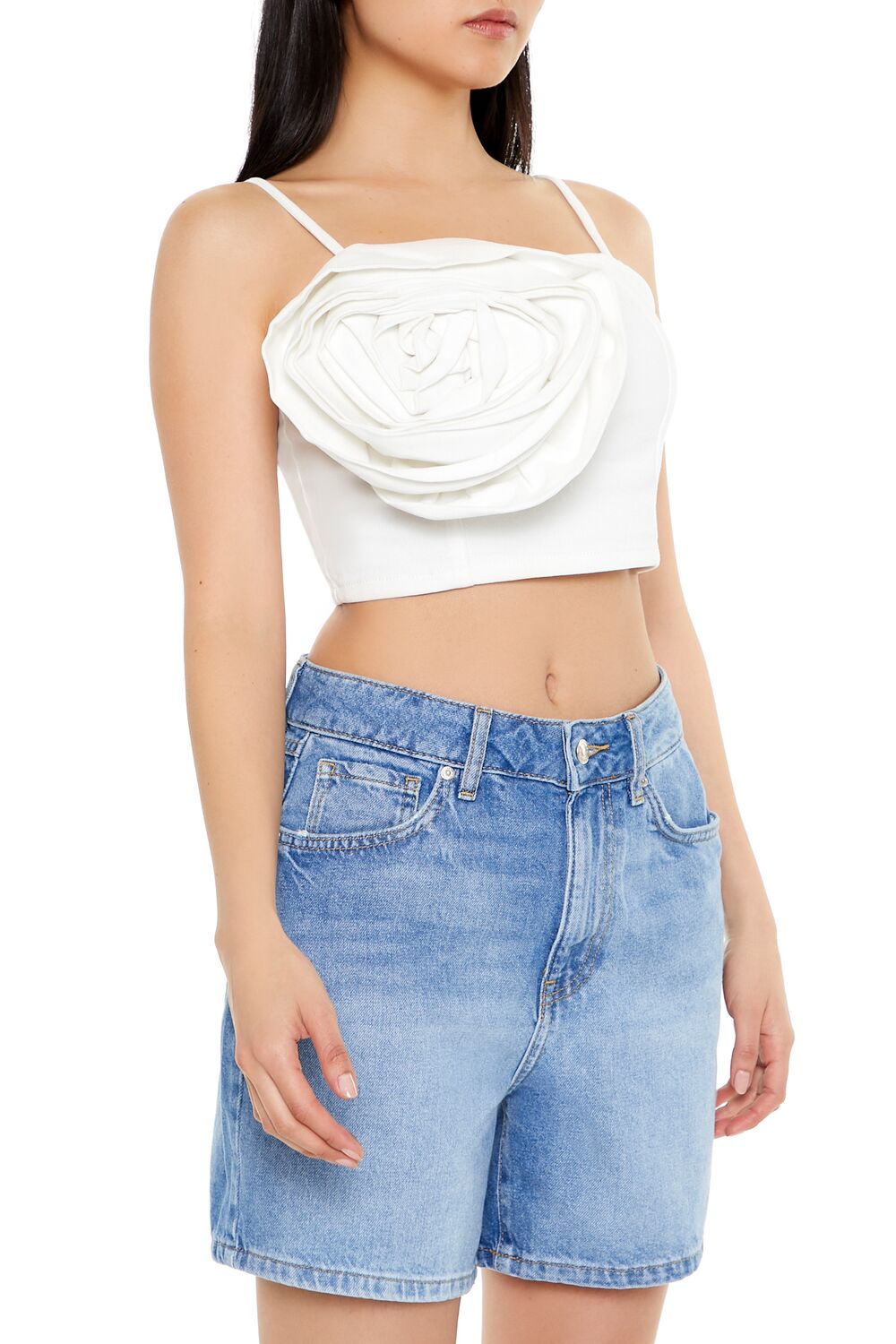 Denim Rose Cropped Cami | Forever 21 Women