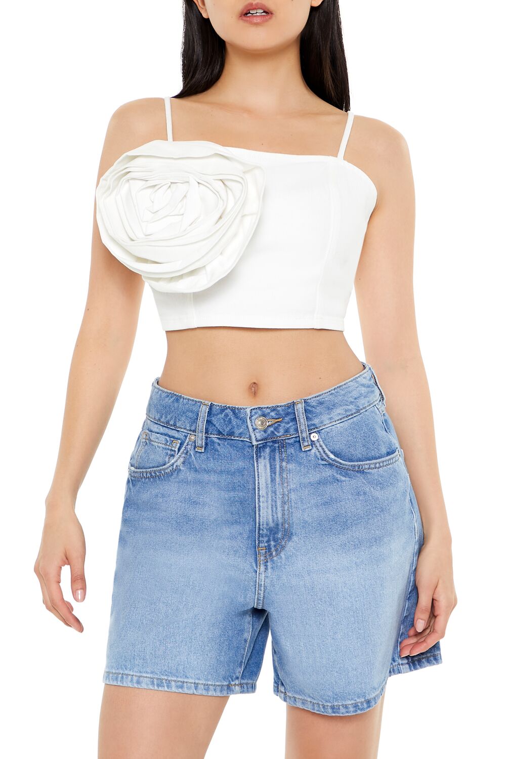 Denim Rose Cropped Cami | Forever 21 Women