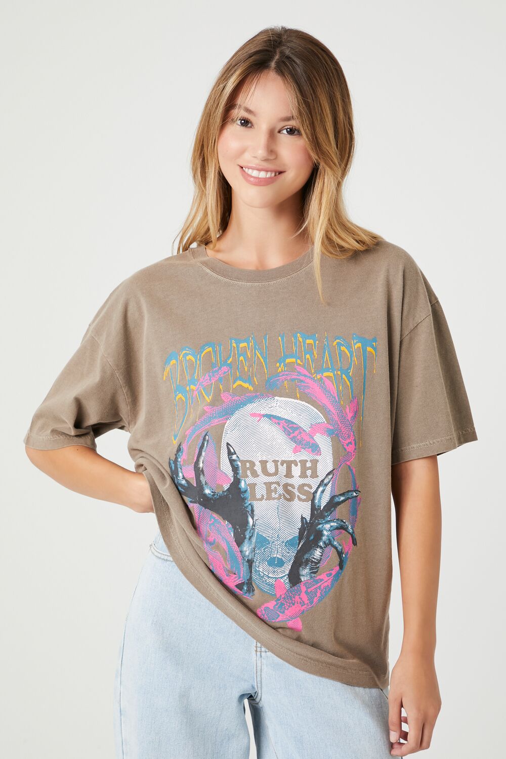 Broken Heart Oversized Graphic Tee | Forever 21 Women