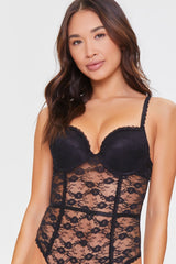 Floral Lace Mesh Lingerie Bodysuit | Forever 21 Women