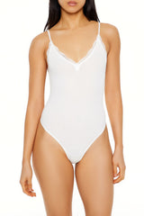 Seamless Lace-Trim Thong Bodysuit | Forever 21 Women