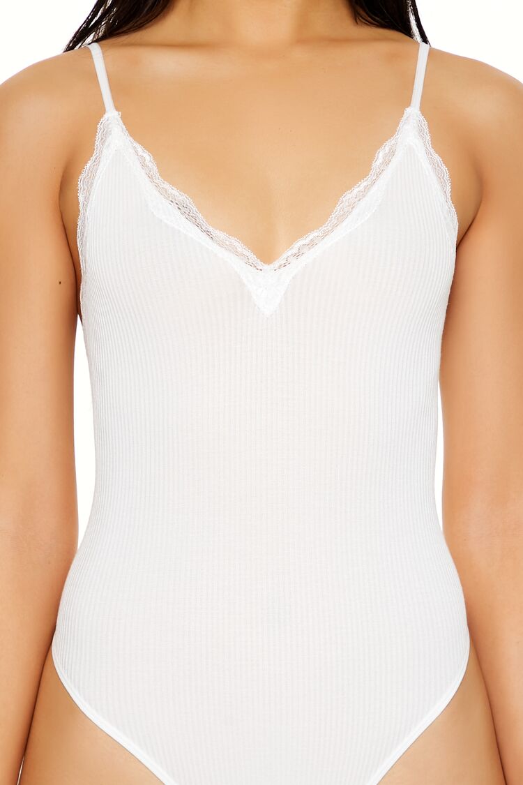 Seamless Lace-Trim Thong Bodysuit | Forever 21 Women