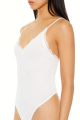 Seamless Lace-Trim Thong Bodysuit | Forever 21 Women