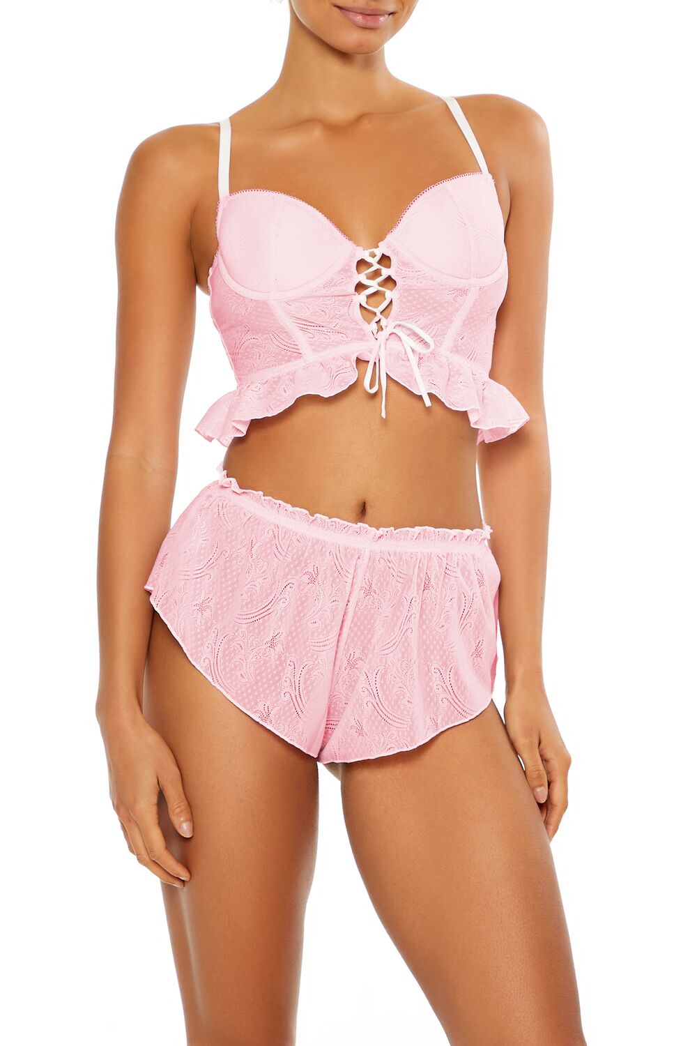 Ruffle Lace-Up Lingerie Corset Cami | Forever 21 Women