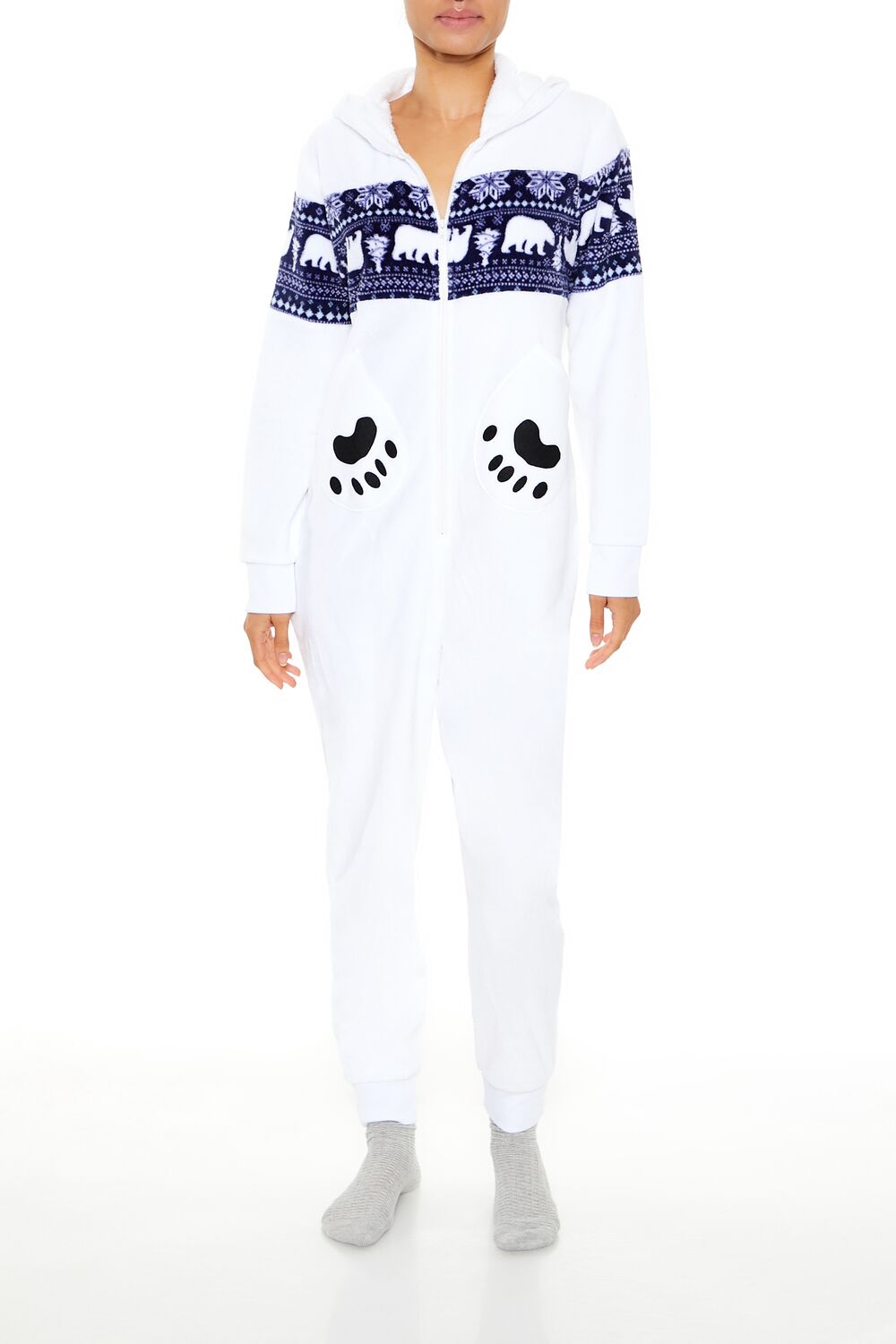 Hooded Polar Bear Jumpsuit | Forever 21 Women
