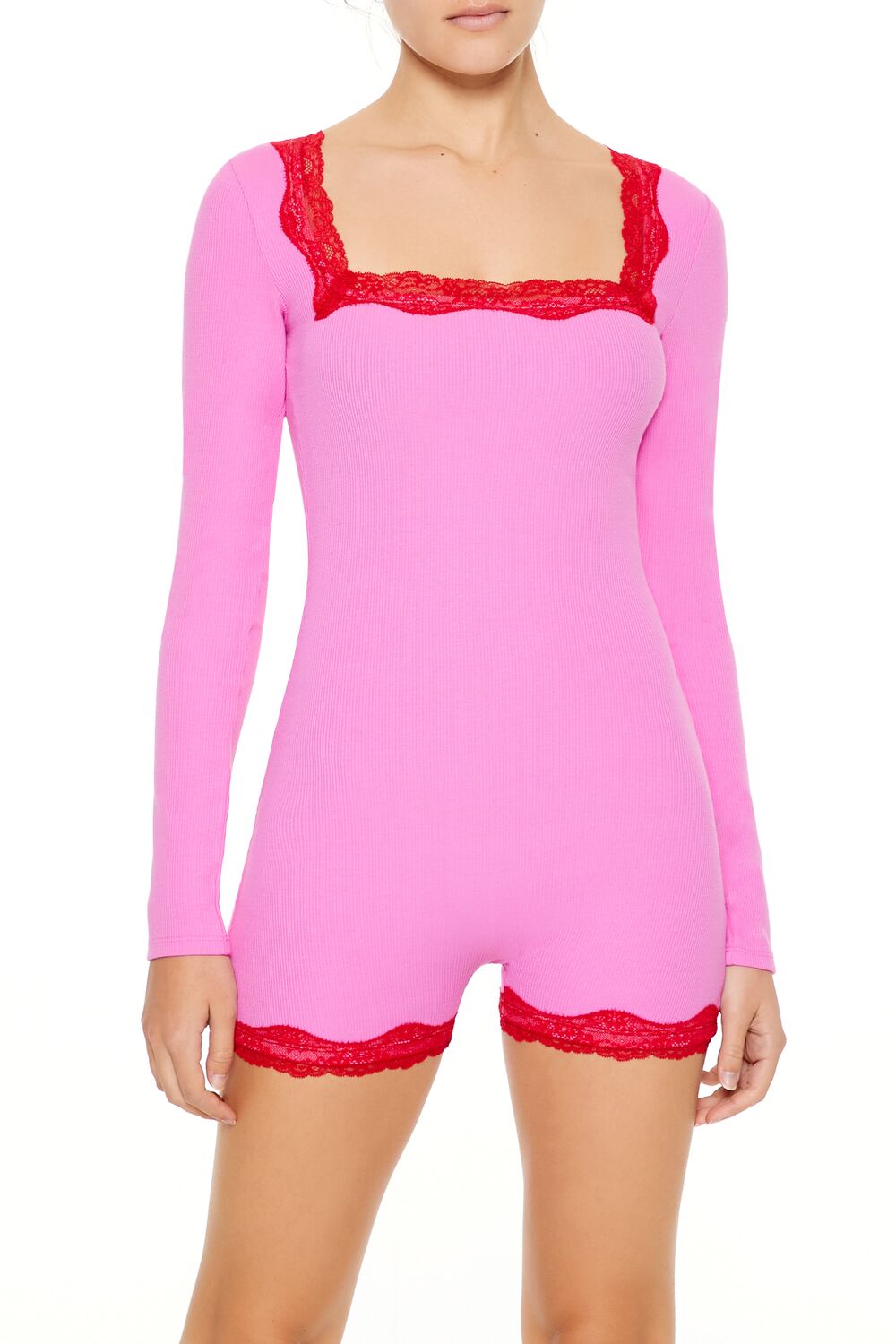 Fitted Lace-Trim Romper | Forever 21 Women