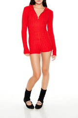 Hooded Cable Knit Zip-Up Romper | Forever 21 Women