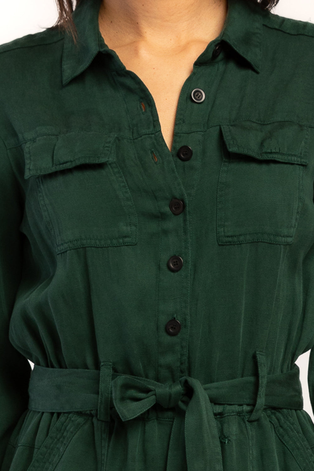 Frenzia Long Sleeve Utility Style Jumpsuit Button Down Tab Cuff Hem Se | Forever 21 Women