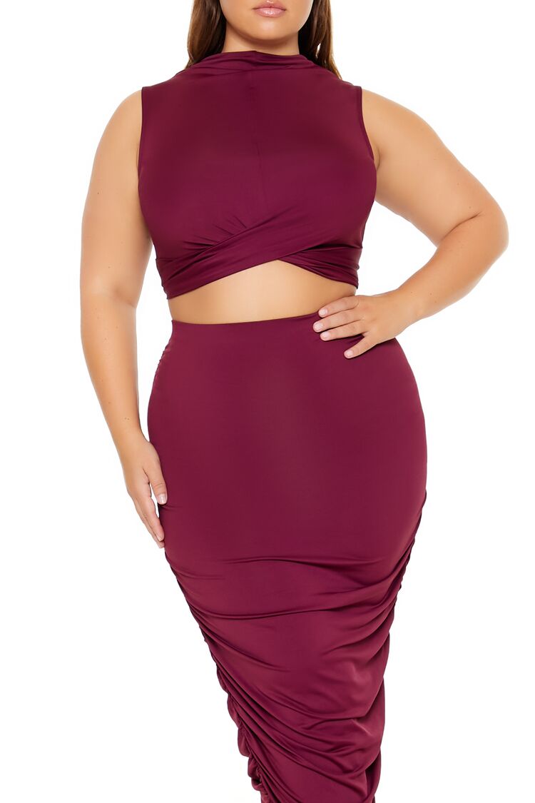 Plus Size Ruched Crop Top & Skirt Set | Forever 21 Women