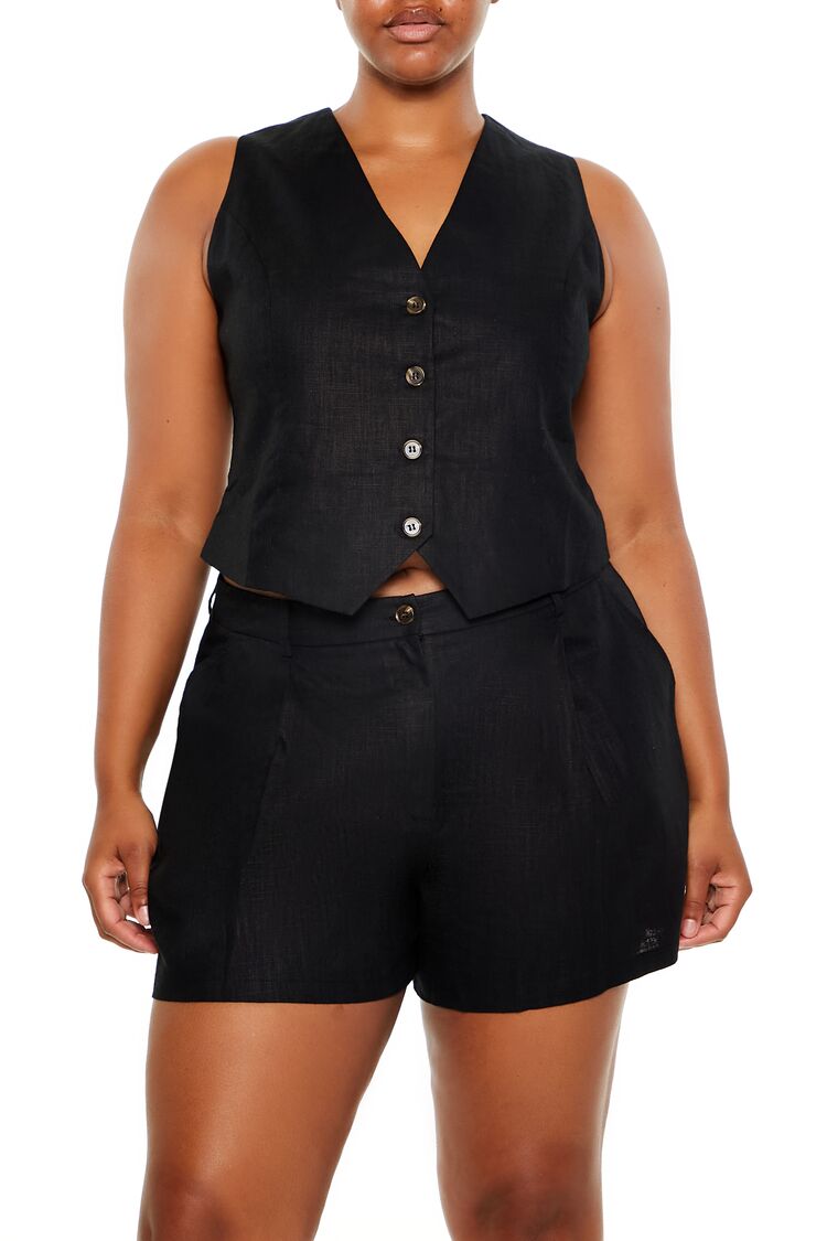 Plus Size Linen-Blend Vest & Shorts Set | Forever 21 Women