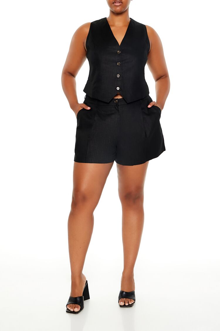 Plus Size Linen-Blend Vest & Shorts Set | Forever 21 Women