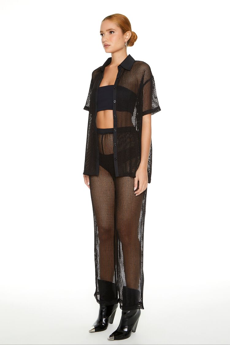 Sheer Crochet Shirt & Pants Set | Forever 21 Women