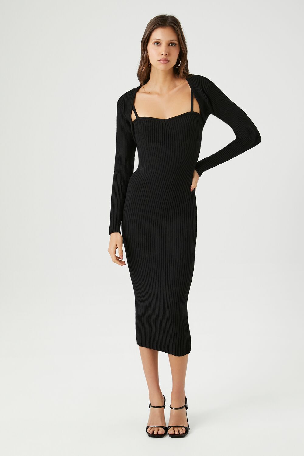 Midi Dress & Shrug Sweater Set | Forever 21 Women
