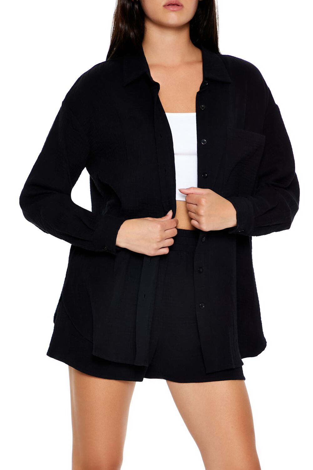 Cotton Poplin Shirt & Shorts Set | Forever 21 Women