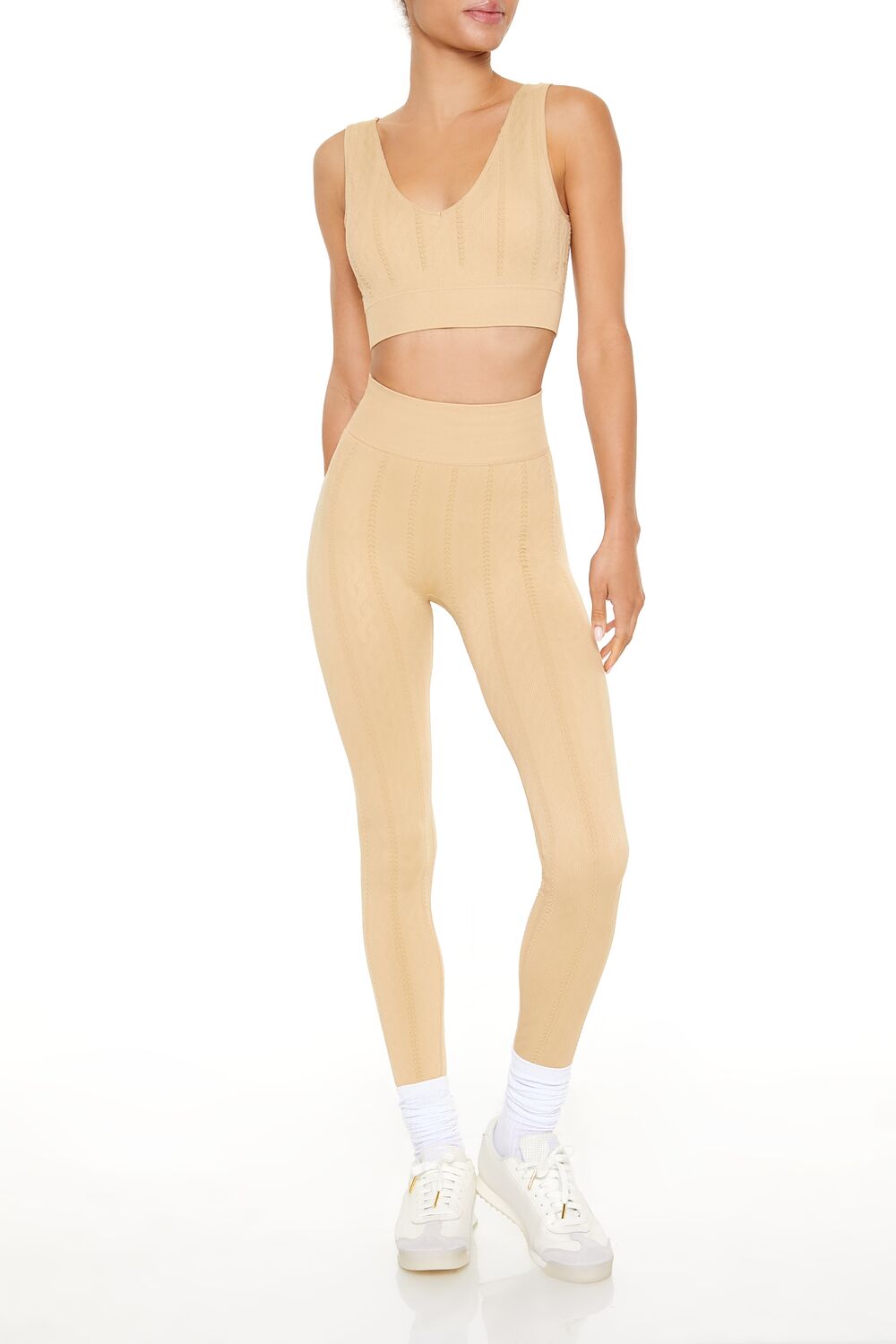 Seamless Cable Knit Sports Bra | Forever 21 Women