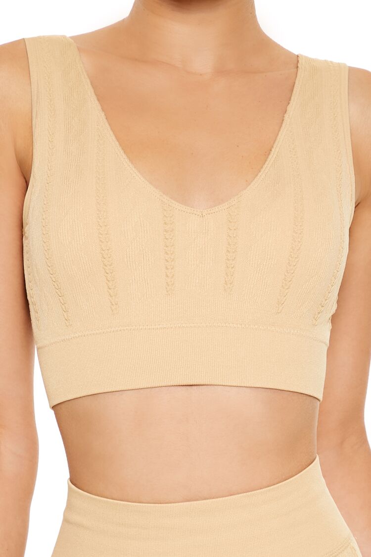 Seamless Cable Knit Sports Bra | Forever 21 Women