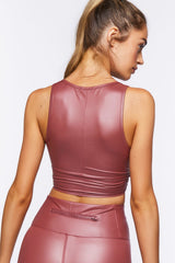 Faux Leather Longline Sports Bra | Forever 21 Women