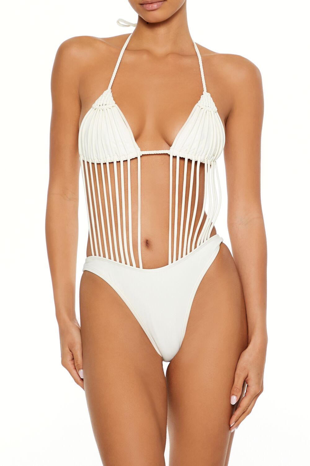 Macrame Halter Monokini One-Piece Swimsuit | Forever 21 Women