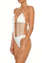 Macrame Halter Monokini One-Piece Swimsuit | Forever 21 Women