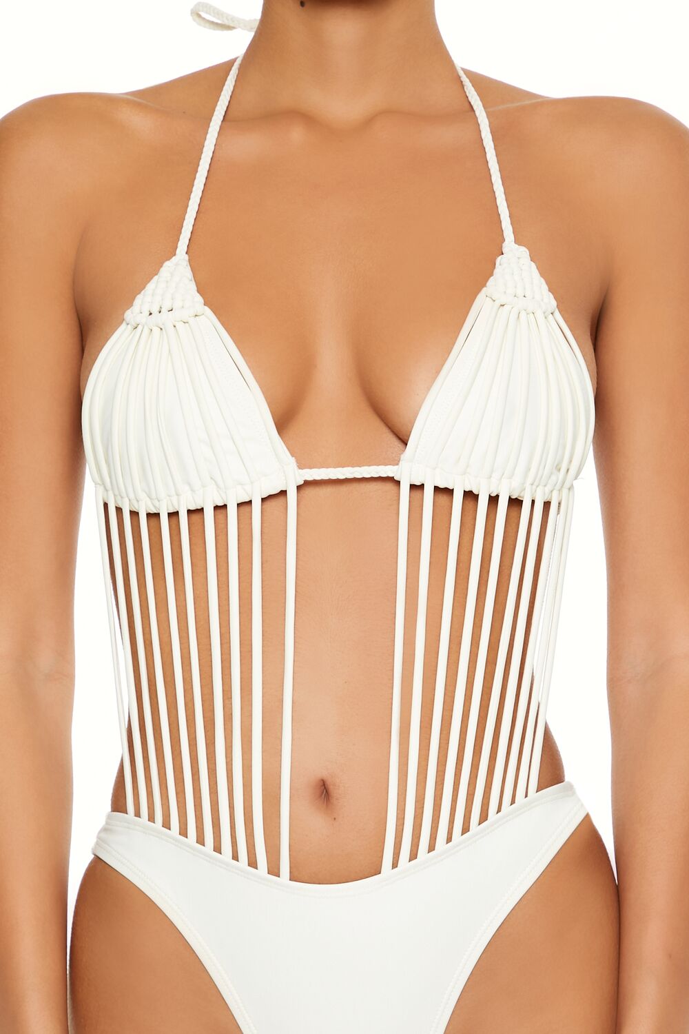Macrame Halter Monokini One-Piece Swimsuit | Forever 21 Women