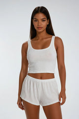 Textured Crop Top & Shorts Swim Cover-Up Set | Forever 21 Women