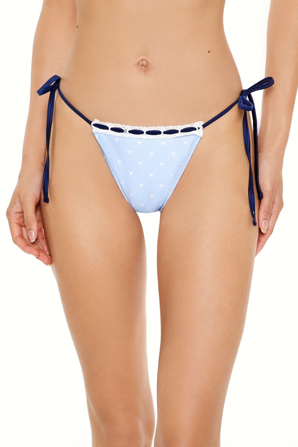 Satin Laced Hearts String Bikini Bottoms | Forever 21 Women