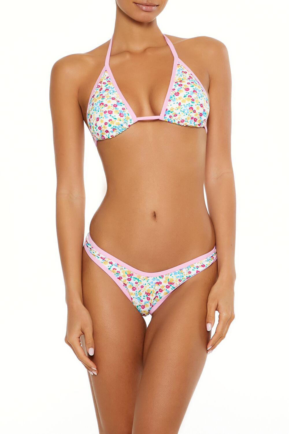 Bright Floral Contrast High Leg Bikini Bottoms | Forever 21 Women