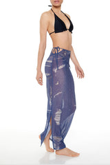 Printed Denim Cutout Maxi Swim Cover-Up Skirt | Forever 21 Women