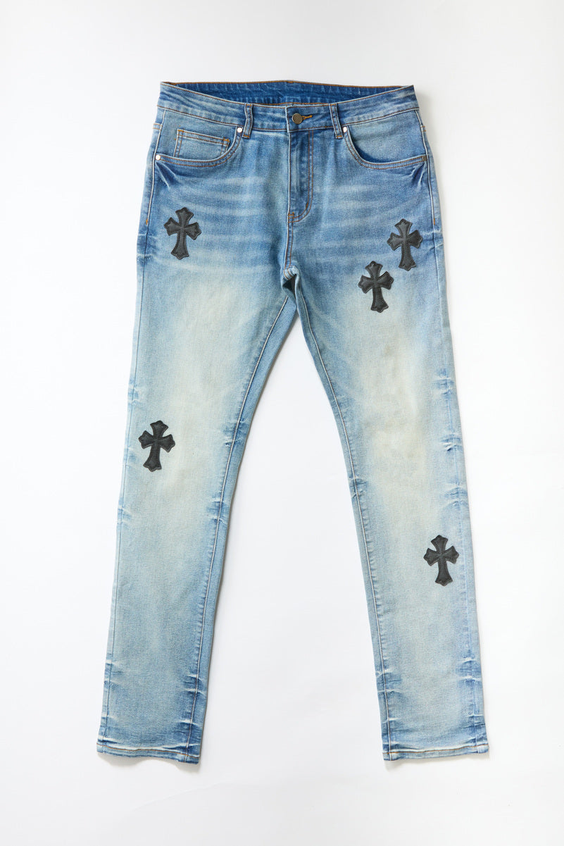 F21 Men Cross Embroidered Skinny Jeans | Forever 21 Men